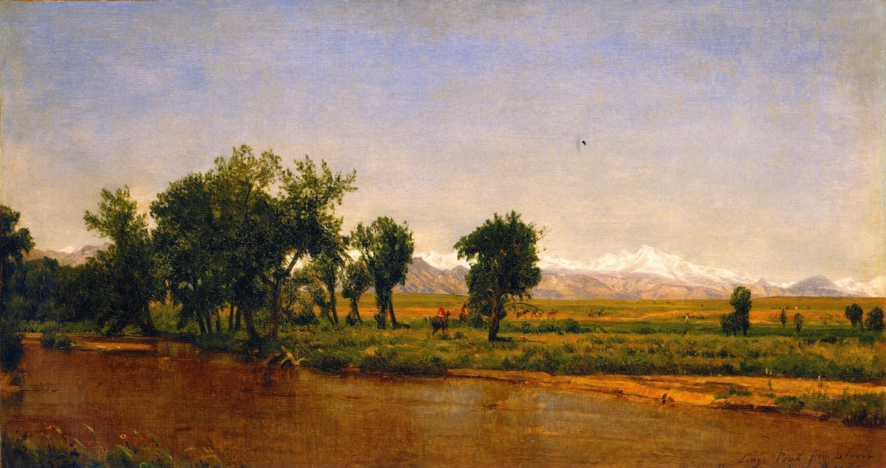 Longs Peak from Denver, vintage artwork by Thomas Worthington Whittredge, 12x8" (A4) Poster