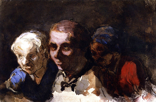 Three Spectators, vintage artwork by Honore Daumier, A3 (16x12") Poster Print