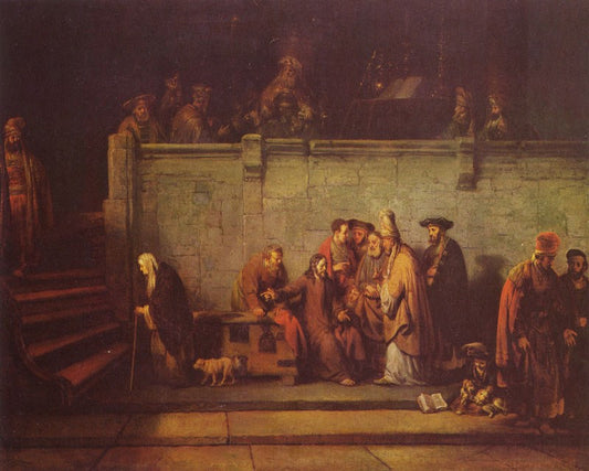 The Widow's Offering, vintage artwork by Gerbrand van den Eeckhout, 12x8" (A4) Poster