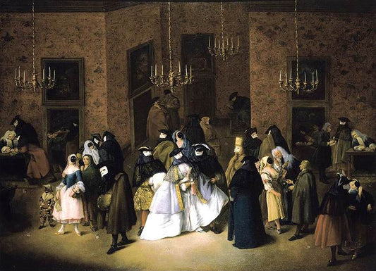 The Ridotto in Venice, vintage artwork by Pietro Longhi, 12x8" (A4) Poster