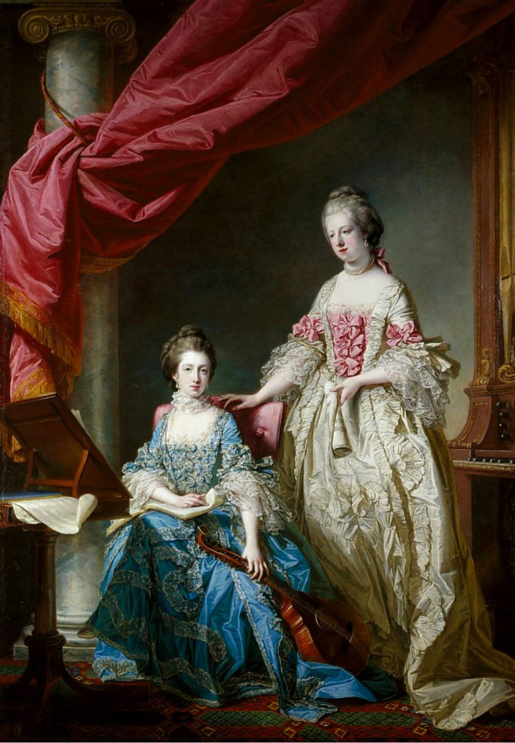 Princess Louisa and Princess Caroline, vintage artwork by Francis Cotes, R.A., 12x8" (A4) Poster