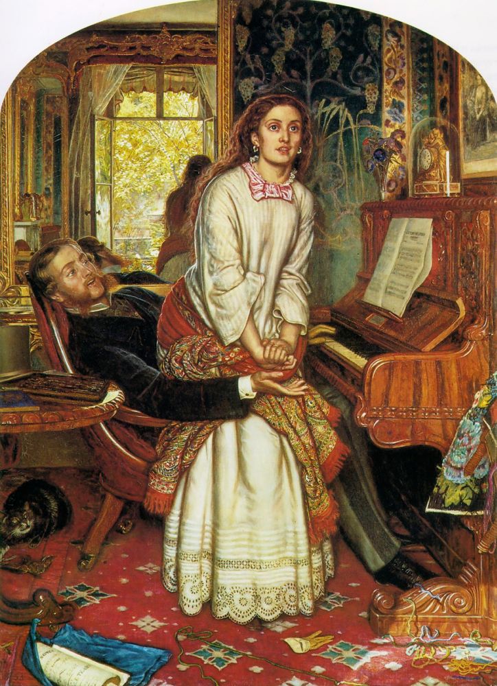 The Awakening Conscience, vintage artwork by William Holman Hunt, 12x8" (A4) Poster