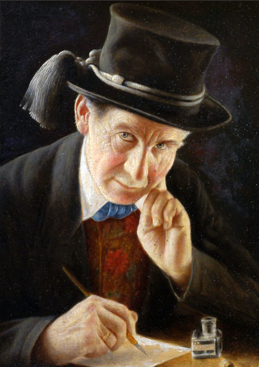 Portrait Of A Gentleman Writing A Letter, vintage artwork by Christian Heuser, 12x8" (A4) Poster