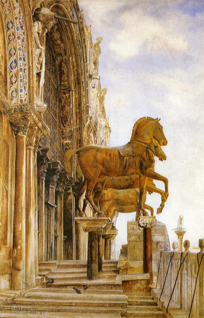 The Horses of St. Mark's, vintage artwork by Henry Roderick Newman, 12x8" (A4) Poster
