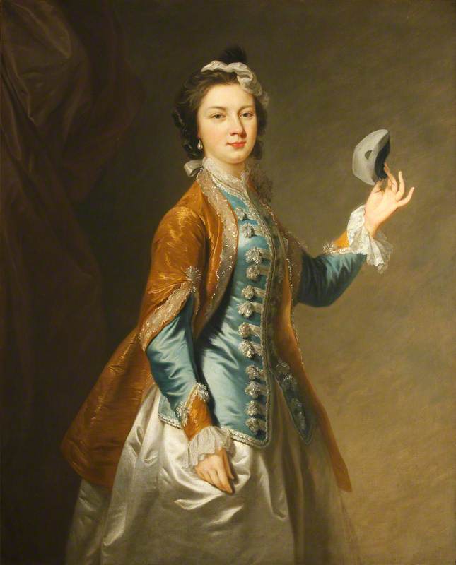 Eva Maria Veigel, Mrs David Garrick, with a Mask, vintage artwork by Johann Zoffany, 12x8" (A4) Poster
