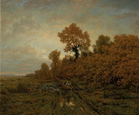 Gathering Wood in the Forest of Fontainebleau, vintage artwork by Theodore Rousseau, A3 (16x12") Poster Print