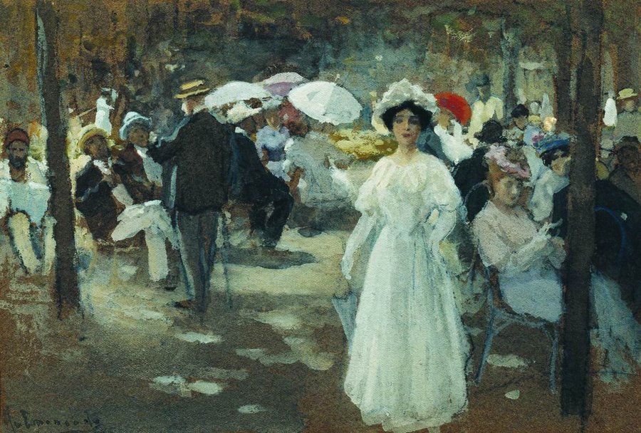 The Boulevard, vintage artwork by Alexei Stepanov, 12x8" (A4) Poster