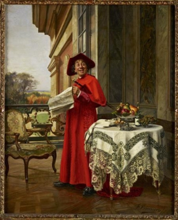 A Pleasant Surprise, vintage artwork by Francois Brunery, 12x8" (A4) Poster