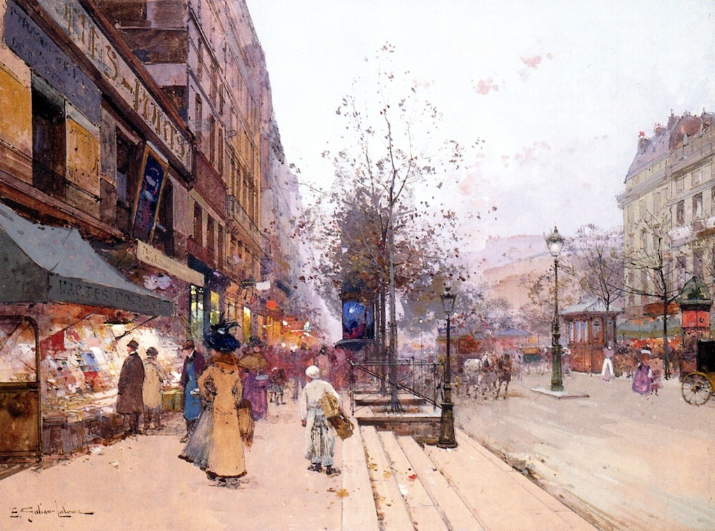 A View of Paris, vintage artwork by Eugene Galien-Laloue, 12x8" (A4) Poster