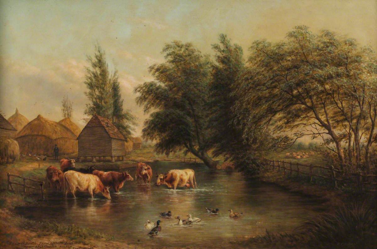 Farmer Kent's Farm, North End, vintage artwork by Henry Charles Bryant, 12x8" (A4) Poster
