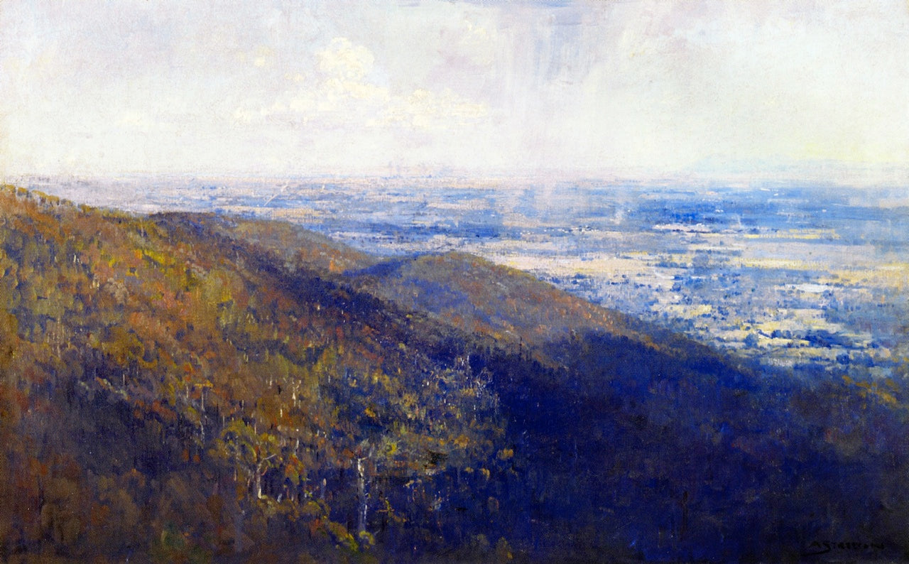 Melbourne, from Sassafrass, vintage artwork by Sir Arthur Streeton, 12x8" (A4) Poster