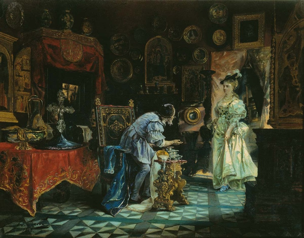 The Antique Connoisseur, vintage artwork by Valery Yakobi, 12x8" (A4) Poster