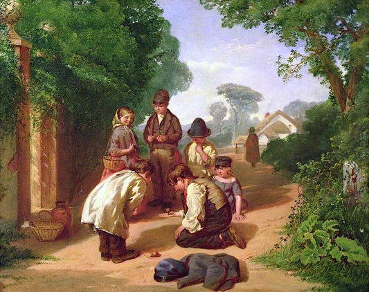 Children Spinning Tops, vintage artwork by John Gendall, A3 (16x12") Poster Print