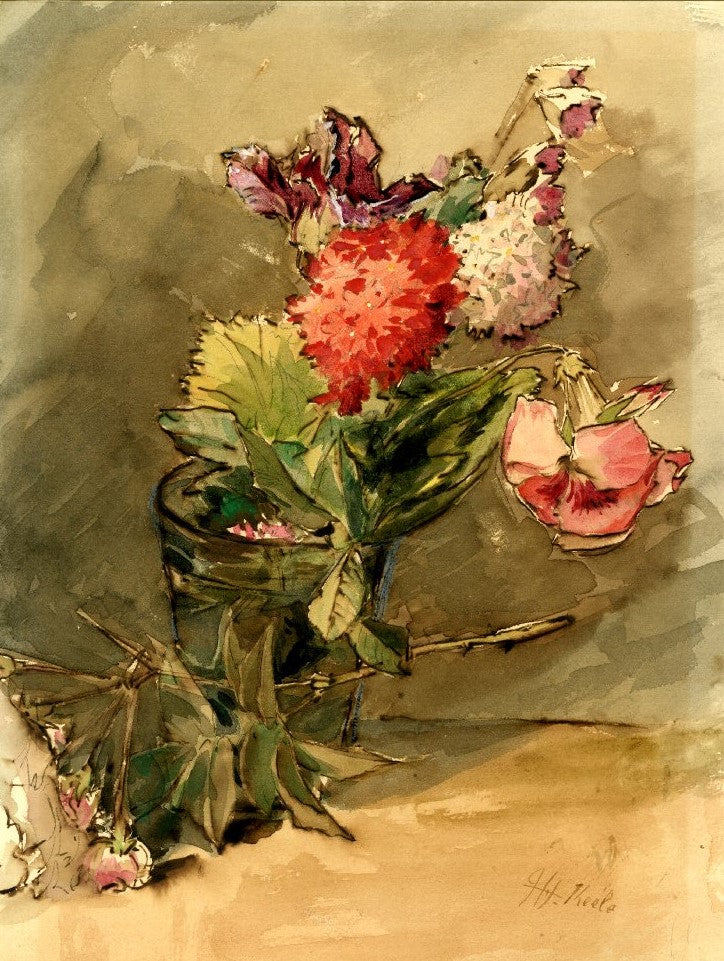 Group of flowers, vintage artwork by James Holland, A3 (16x12") Poster Print