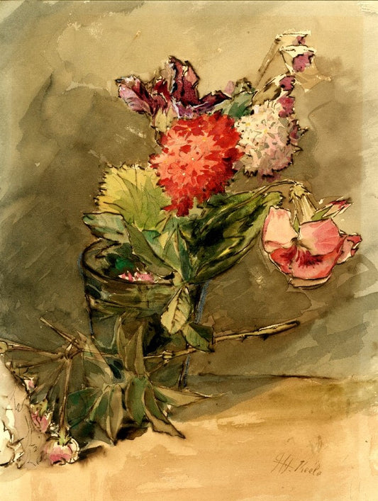 Group of flowers, vintage artwork by James Holland, A3 (16x12") Poster Print