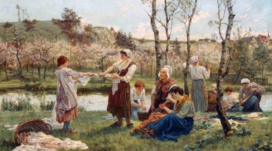 Blanchisseuses: 'What, no soap?', vintage artwork by Alice Mary Havers, 12x8" (A4) Poster
