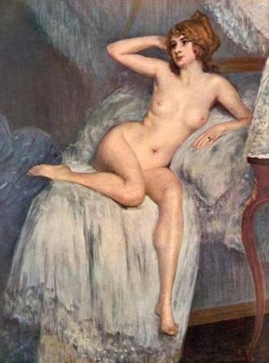 Reveil, vintage artwork by Pierre Carrier-Belleuse, 12x8" (A4) Poster