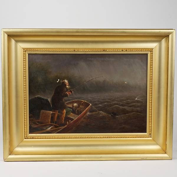 Fishing in Rough Seas, vintage artwork by William de la Montagne Cary, 12x8" (A4) Poster