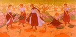 Five Woman at the Harvest, vintage artwork by Paul Ranson, 12x8" (A4) Poster