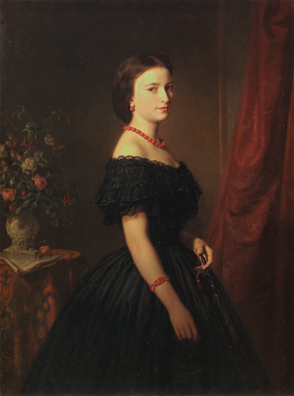 Portrait of Marii Sawiczewskiej, vintage artwork by Leopold Löffler, 12x8" (A4) Poster