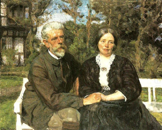 Double Portrait of Frederikke and Laurits Tuxen, vintage artwork by Julius Paulsen, 12x8" (A4) Poster
