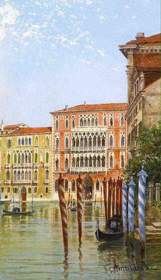 Palazzo Ca'Foscari, Venice, vintage artwork by Antonietta Brandeis, 12x8" (A4) Poster