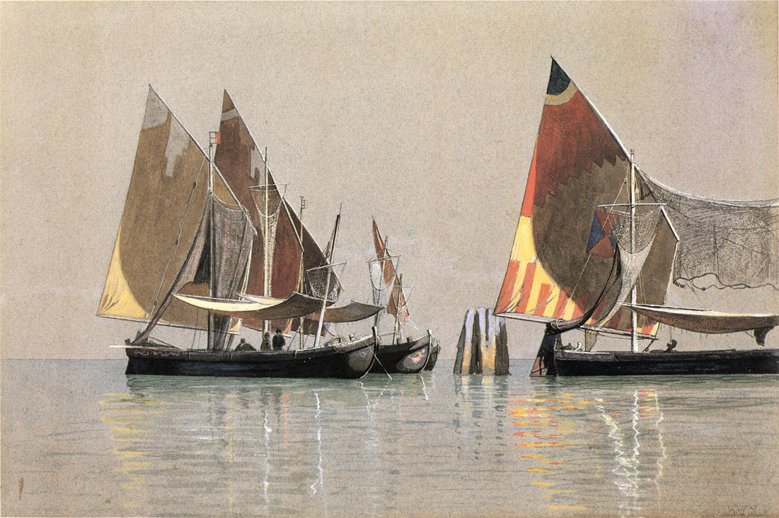 Italian Boats, Venice, vintage artwork by William Stanley Haseltine, 12x8" (A4) Poster