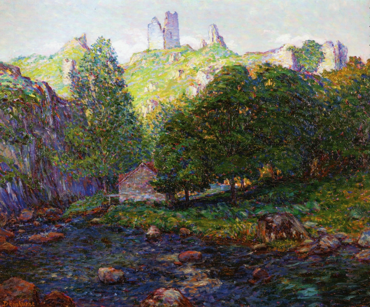 Le Moulin Brigand, Crozant, vintage artwork by Wynford Dewhurst, 12x8" (A4) Poster