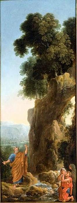 The Life of Moses 05 - Moses Striking Water from the Stone, vintage artwork by Attributed to Henri Mauperche, 12x8" (A4) Poster