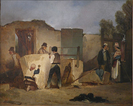 The Stone Masons, vintage artwork by Alexandre-Gabriel Decamps, A3 (16x12") Poster Print