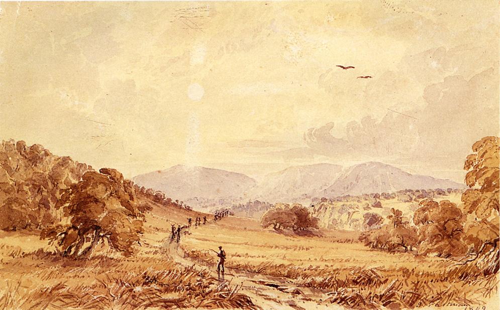 View in Texas - Miles North of San Antoniio, vintage artwork by Seth Eastman, A3 (16x12") Poster Print