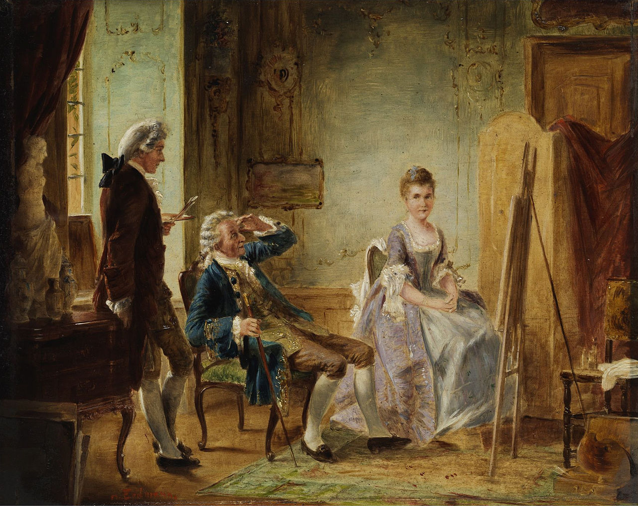 Genre scene from the 18th century, vintage artwork by Otto Erdmann, 12x8" (A4) Poster