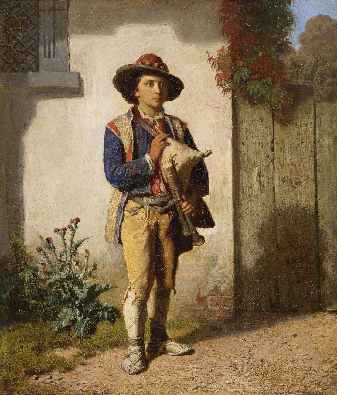 Savoyard boy with bagpipe, vintage artwork by Reinhard Sebastian Zimmermann, A3 (16x12") Poster Print
