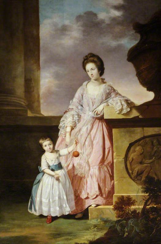 Lady Frances Greville (1744–1825), Lady Harpur, and Her Son Henry Harpur, vintage artwork by Tilly Kettle, 12x8" (A4) Poster