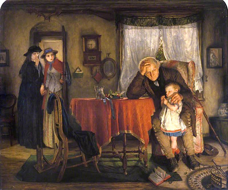 Scene from 'Dora', by  Alfred Tennyson, vintage artwork by Alexander Hohenlohe Burr, 12x8" (A4) Poster