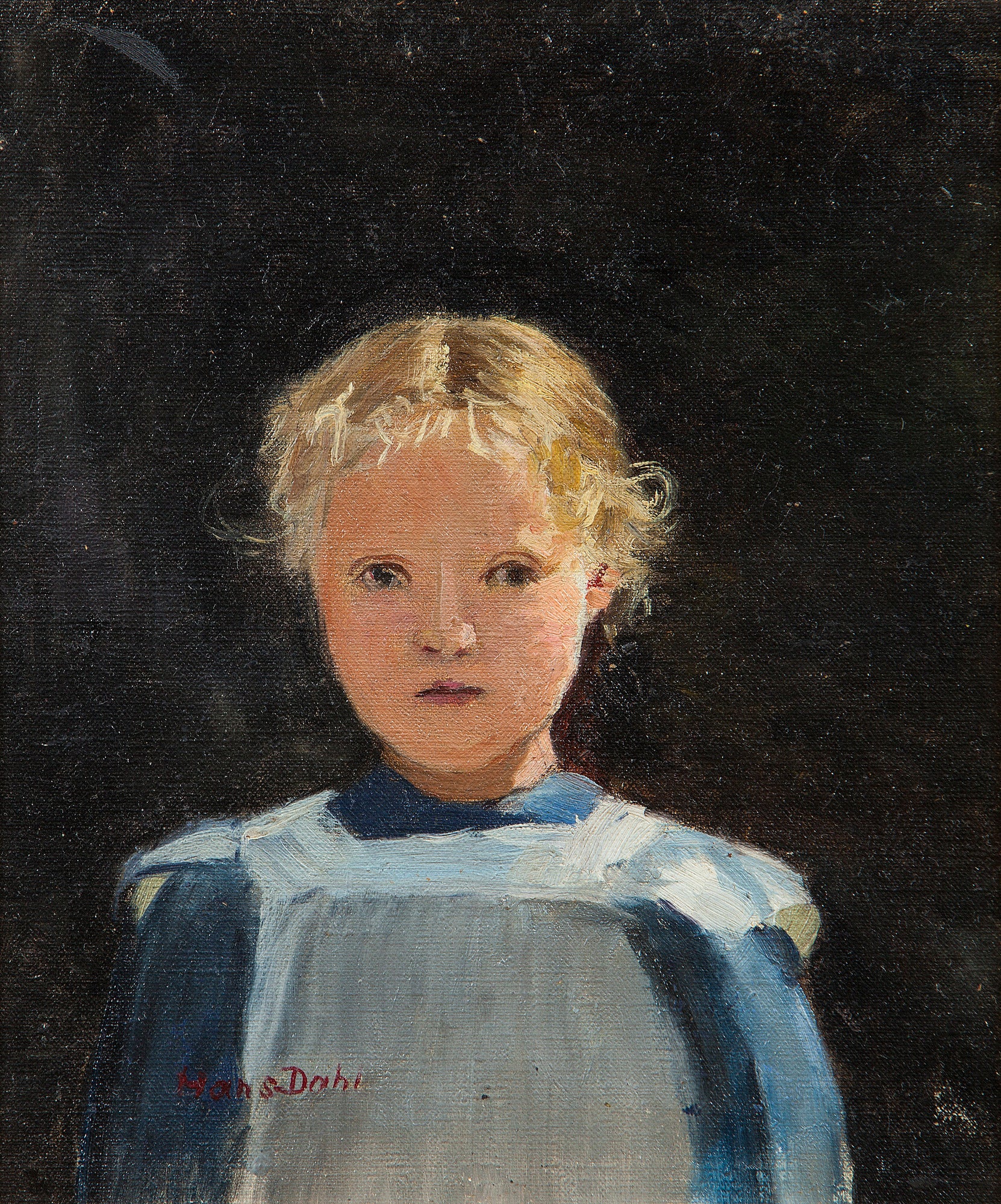 Study of a young girl, vintage artwork by Hans Dahl, 12x8" (A4) Poster