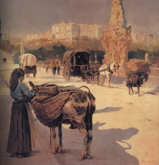 En la ciudad, vintage artwork by Enrique Martinez Cubells, 12x8" (A4) Poster