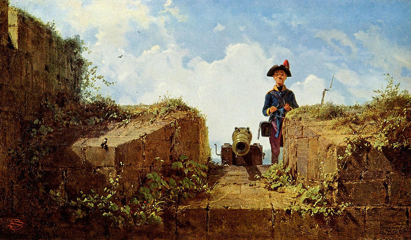 Der strickende Vorposten, vintage artwork by Carl Spitzweg, A3 (16x12") Poster Print