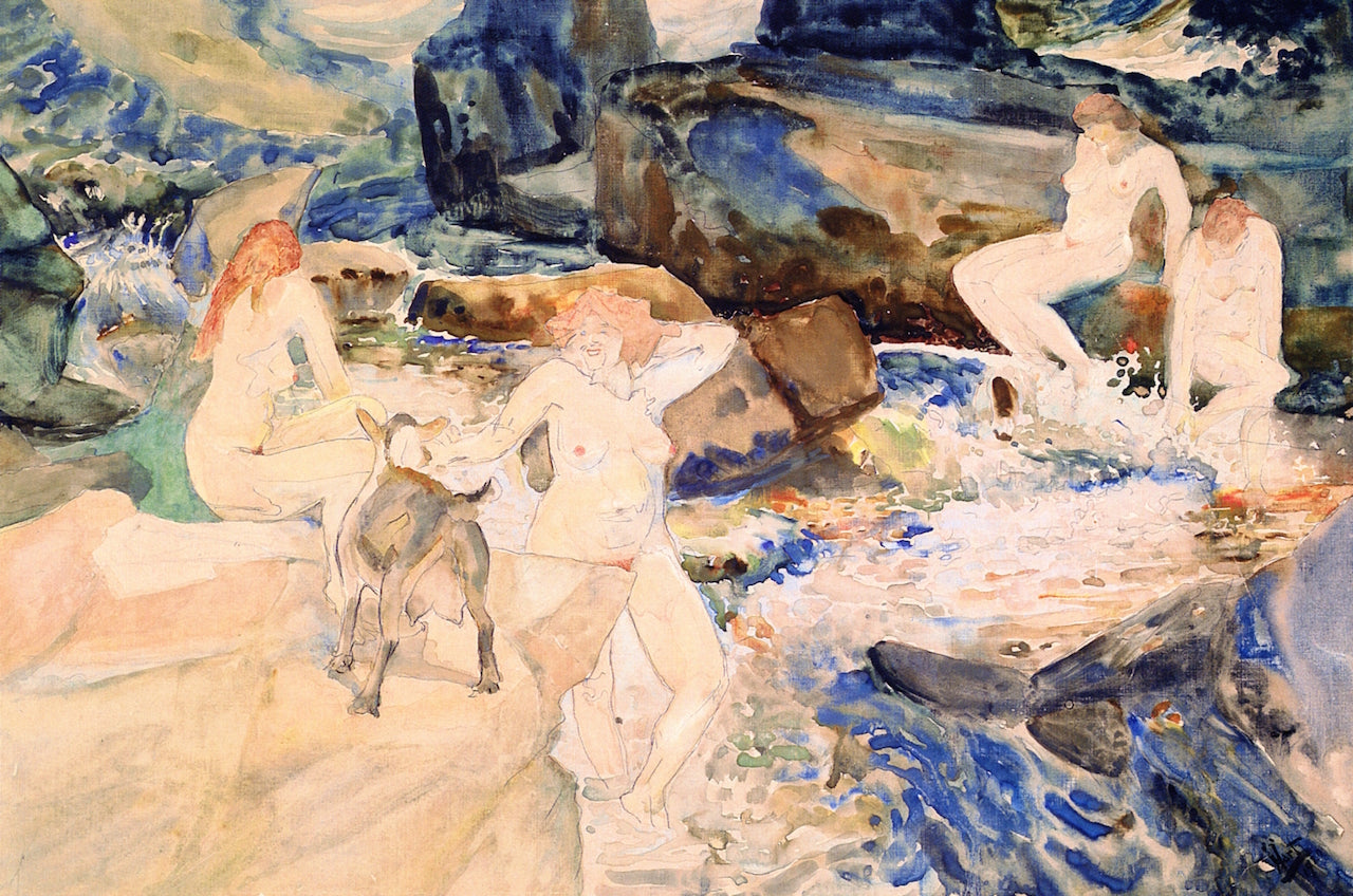 Four Bathers by George (Pop) Overbury Hart,A3(16x12")Poster