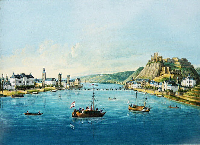Koblenz, vintage artwork by Christian Gottlob Hammer, 12x8" (A4) Poster