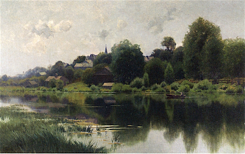 Boating on a Waterway, vintage artwork by Charles Harry Eaton, 12x8" (A4) Poster