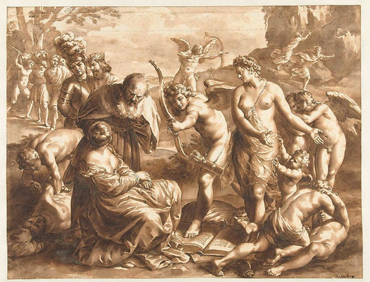 Allegory on the Power of Venus, vintage artwork by Jan de Bisschop, 12x8" (A4) Poster