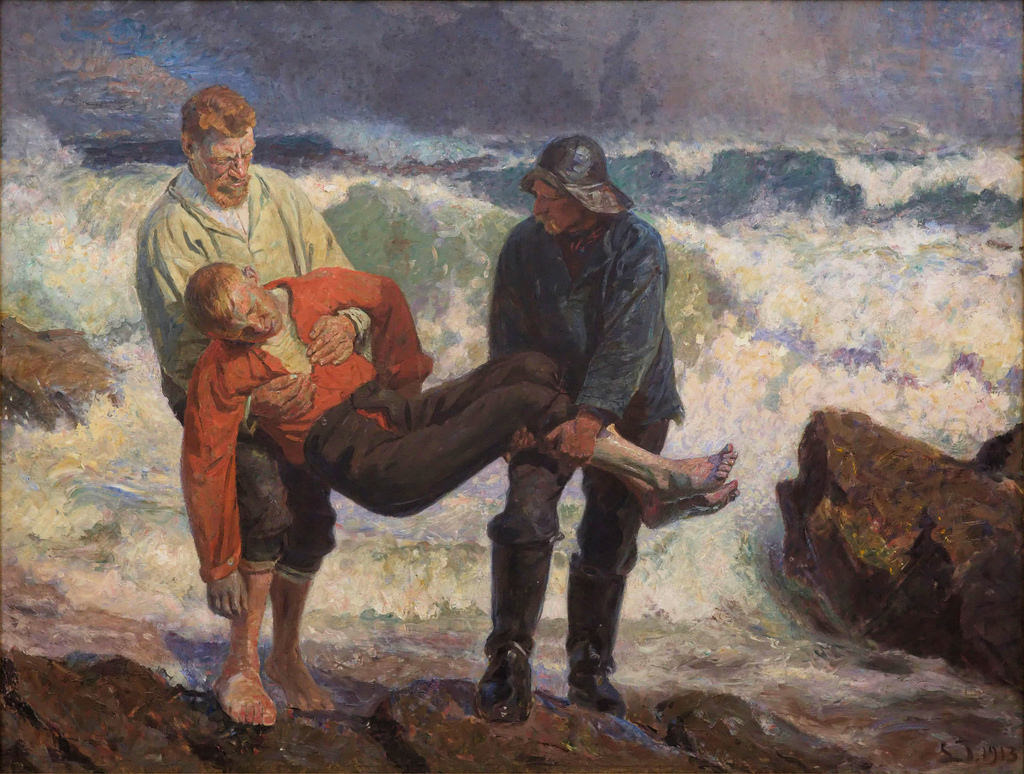 The Drowned Brought to Land by Laurits Tuxen,A3(16x12")Poster