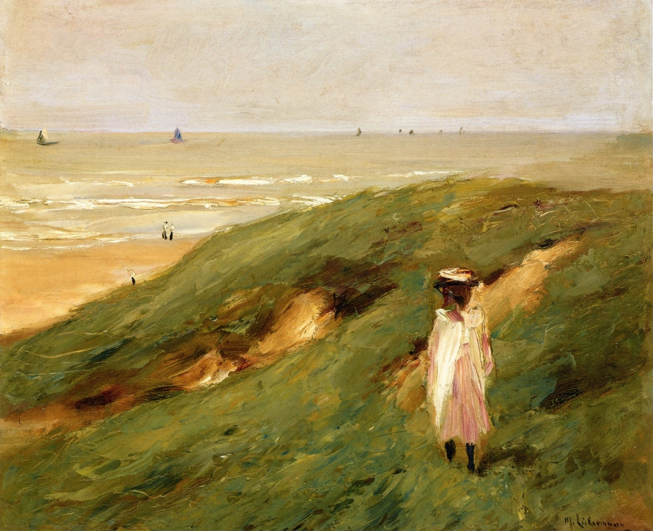 Dune near Nordwijk with Child, vintage artwork by Max Liebermann, 12x8" (A4) Poster