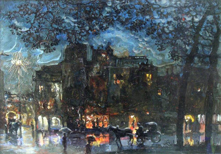 City at Night by Isaak Brodsky,16x12(A3) Poster