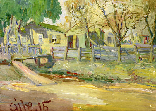 Western Homestead, vintage artwork by Selden Gile, 12x8" (A4) Poster