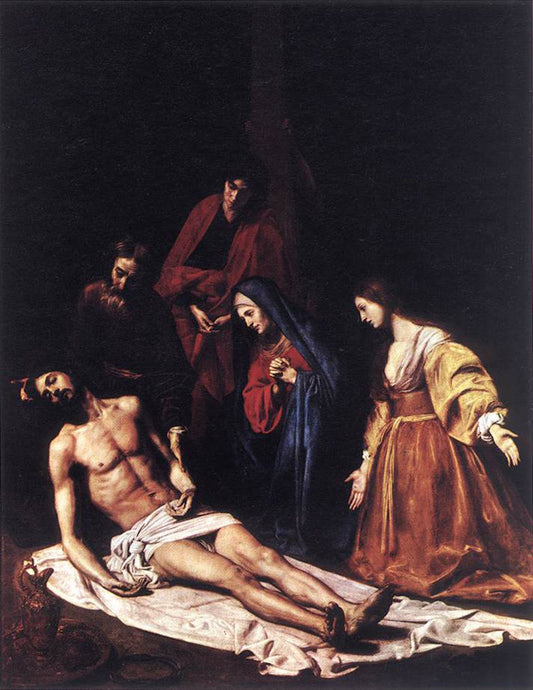 Le Christ descendu de la croix, vintage artwork by Nicolas Tournier, 12x8" (A4) Poster