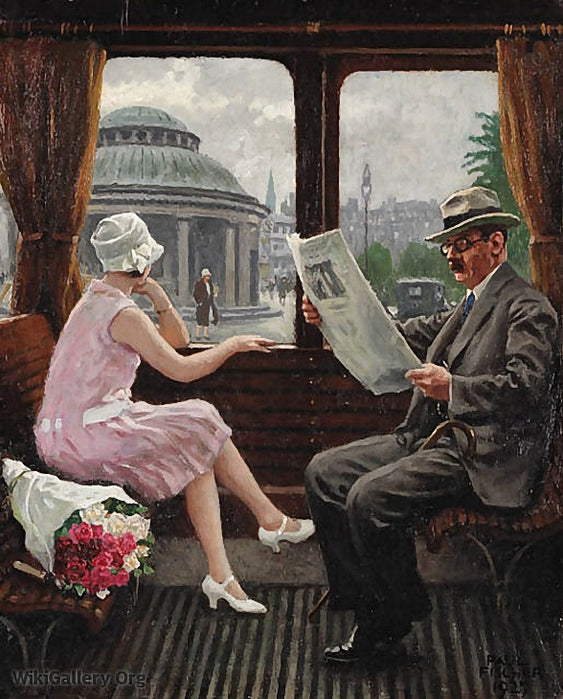 In the train compartment by Paul-Gustave Fischer,A3(16x12")Poster