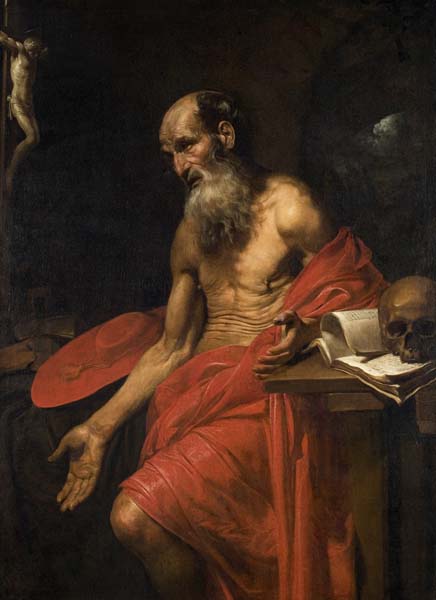 St. Jerome, vintage artwork by Valentin de Boulogne, 12x8" (A4) Poster