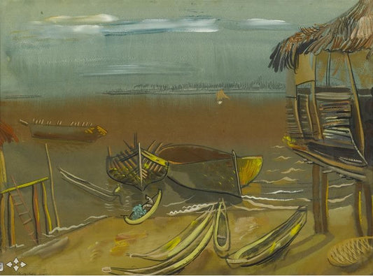 Cagnes-sur-Mer, France, vintage artwork by Boris Grigoriev, 12x8" (A4) Poster